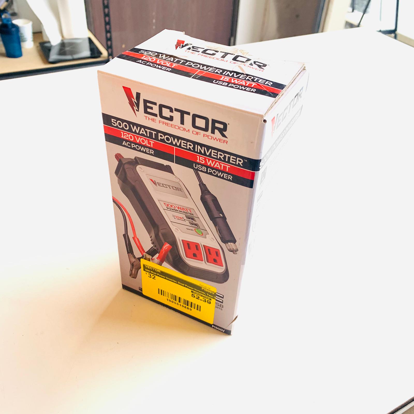 500 Watt Power Inverter, Dual Power Inverter, Two USB Charging Ports (PI500V) 500 Watt Power Inverter, Dual Power Inverter, Two USB Charging Ports (PI500V)